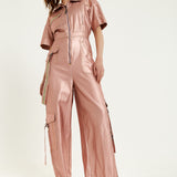 House Of Holland Metallic Utility Jumpsuit