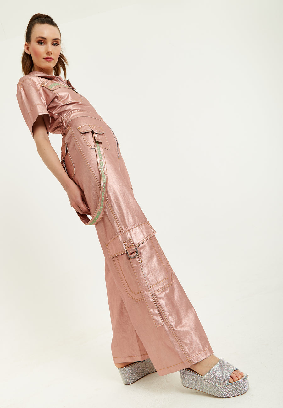House Of Holland Metallic Utility Jumpsuit
