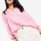 Pink Striped Relaxed Cotton Shirt