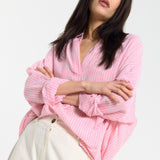 Pink Striped Relaxed Cotton Shirt