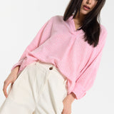 Pink Striped Relaxed Cotton Shirt