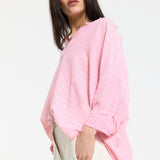 Pink Striped Relaxed Cotton Shirt