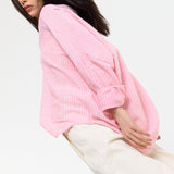 Pink Striped Relaxed Cotton Shirt