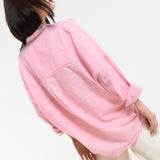 Pink Striped Relaxed Cotton Shirt