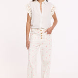 White Lace Trim Sleeveless Shirt