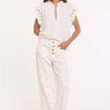 White Lace Trim Sleeveless Shirt