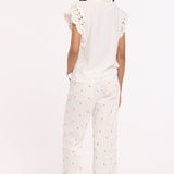 White Lace Trim Sleeveless Shirt