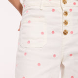 Polka Dot Wide Leg Cotton Trousers