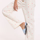 Polka Dot Wide Leg Cotton Trousers