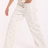 Polka Dot Wide Leg Cotton Trousers
