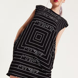 House of Holland Monogram Maze Print Power Sleeve Tunic Dress
