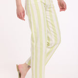 Pistachio Stripe Straight Leg Trousers