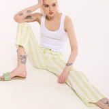 Pistachio Stripe Straight Leg Trousers