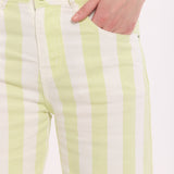 Pistachio Stripe Straight Leg Trousers