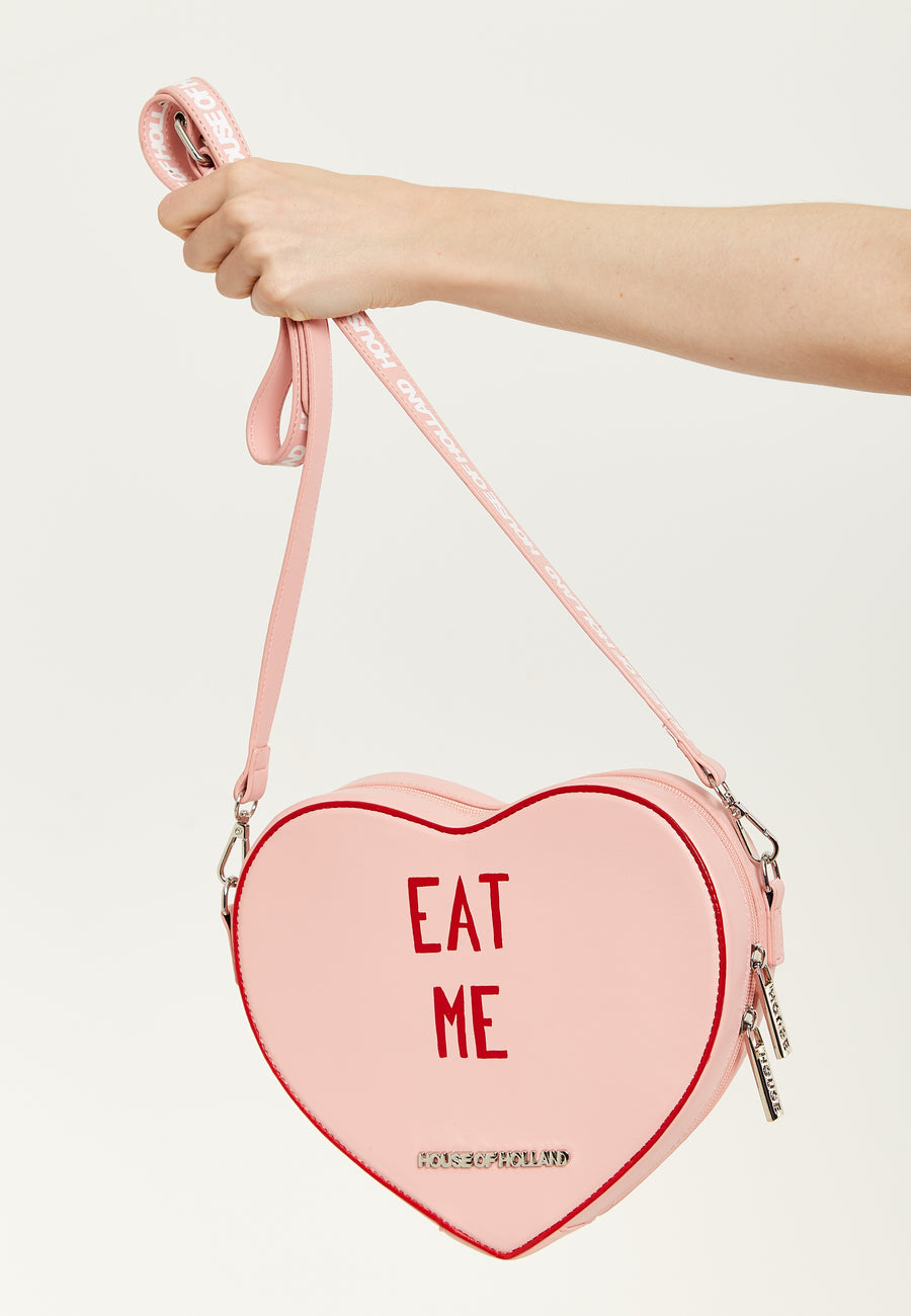 House Of Holland Bitter Sweet Heart Handbag With ''Eat Me'' Message
