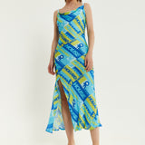 House Of Holland Printed Cowl Neck Midi Dress