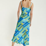 House Of Holland Printed Cowl Neck Midi Dress