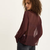 Silk Blend Polka Dot Sheer Bow Blouse