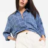 Blue Check Relaxed Fit Shirt