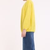 Yellow Mohair Blend Knit Cardigan