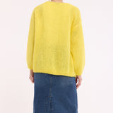 Yellow Mohair Blend Knit Cardigan