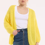 Yellow Mohair Blend Knit Cardigan