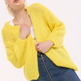 Yellow Mohair Blend Knit Cardigan