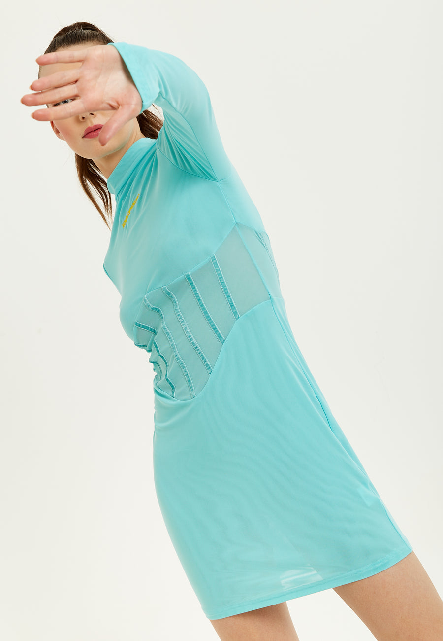 House of Holland Blue High Neck Corset Dress