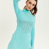 House of Holland Blue High Neck Corset Mini Dress