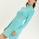 House of Holland Blue High Neck Corset Mini Dress