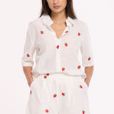 White Strawberry Cotton Co-Ord Set