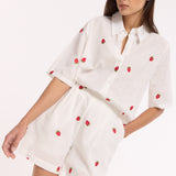 White Strawberry Cotton Co-Ord Set