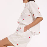 White Strawberry Cotton Co-Ord Set