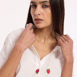 White Strawberry Cotton Co-Ord Set