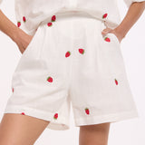 White Strawberry Cotton Co-Ord Set