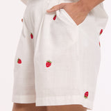 White Strawberry Cotton Co-Ord Set