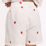 White Strawberry Cotton Co-Ord Set