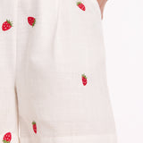 White Strawberry Cotton Co-Ord Set