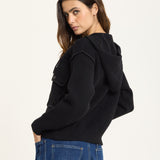 Black Utility Zip Knit Jacket with Hood