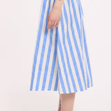 Striped Cotton Midi Skirt with Buttons