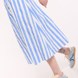 Striped Cotton Midi Skirt with Buttons
