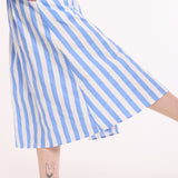Striped Cotton Midi Skirt with Buttons