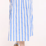 Striped Cotton Midi Skirt with Buttons
