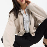 Beige Oversized Faux Suede Jacket
