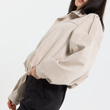 Beige Oversized Faux Suede Jacket