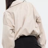 Beige Oversized Faux Suede Jacket
