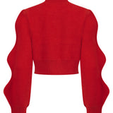 House Of Holland Lip Embroidery Wave Sleeve Jumper In Red