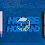 House Of Holland Blue Crossbody Bag With Logo Printed Acrylic Front