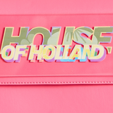 House Of Holland Pink and Orange Crossbody Bag With Logo Printed Acrylic Front