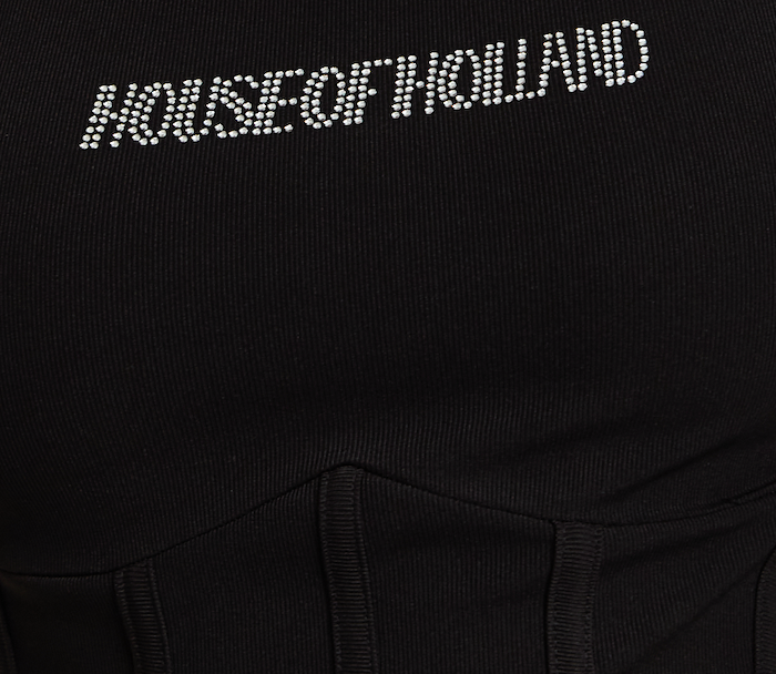 House Of Holland Corset Crop Top In Black